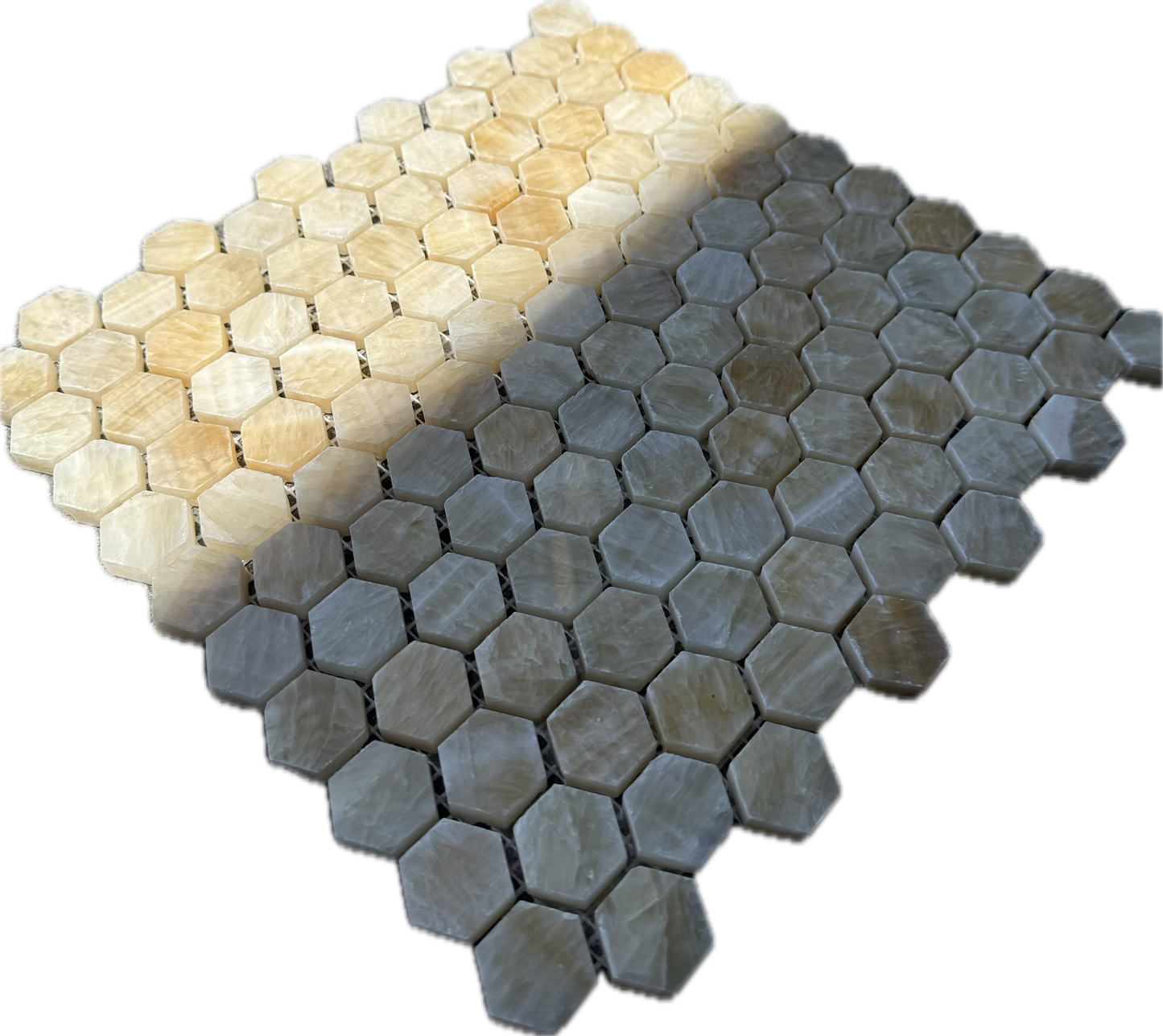 Honey Onyx Hexagon Mosaic 1x1 3/8 Polished