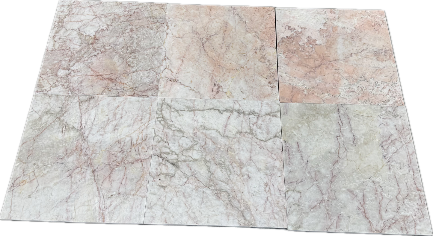 12x12 Cherry Blossom Polished Marble, 3/8