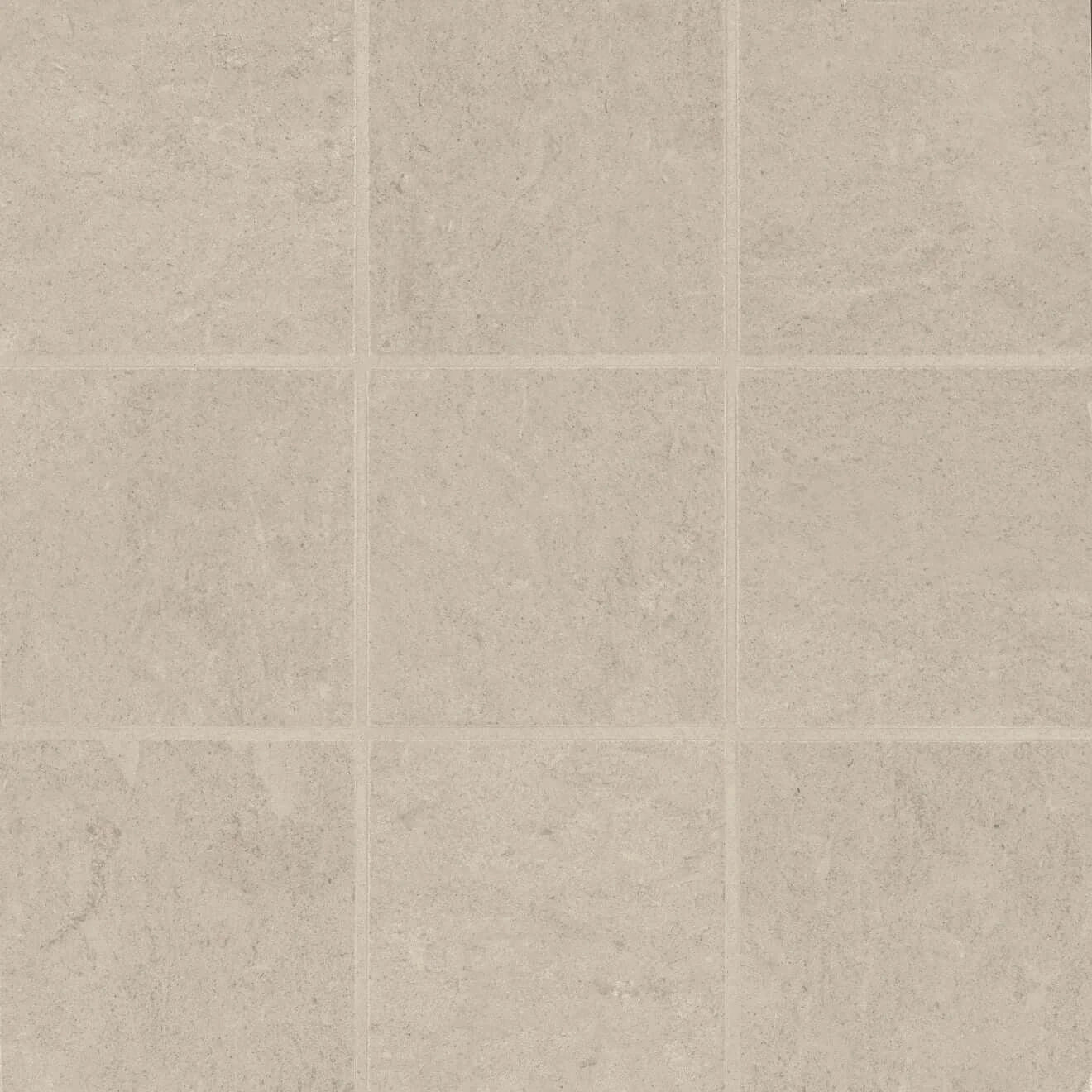 Matte porcelain mosaic tile in almond color, featuring a classic square pattern, ideal for various interior applications.