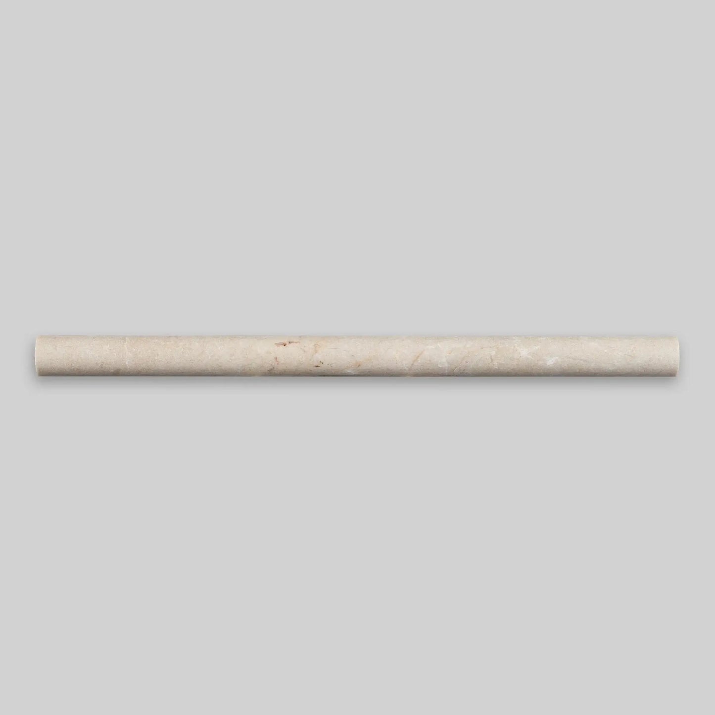 Polished Spanish Crema Marfil marble pencil liner, 1/2 x 12 inches, ideal for elegant tile borders and design accents.
