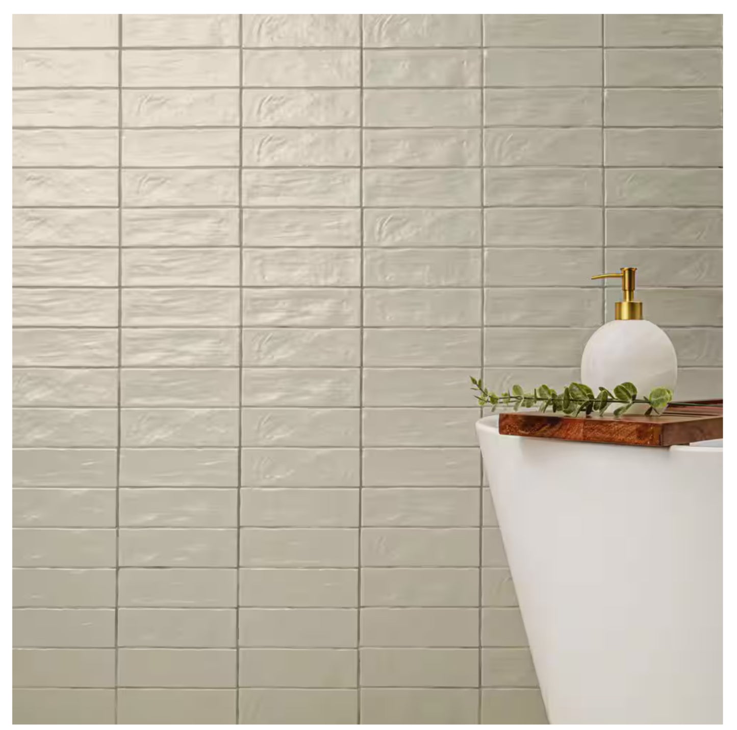 Zelyge Aloe Zest 2.5x8 Satin Ceramic Zellige Look Wall Tile