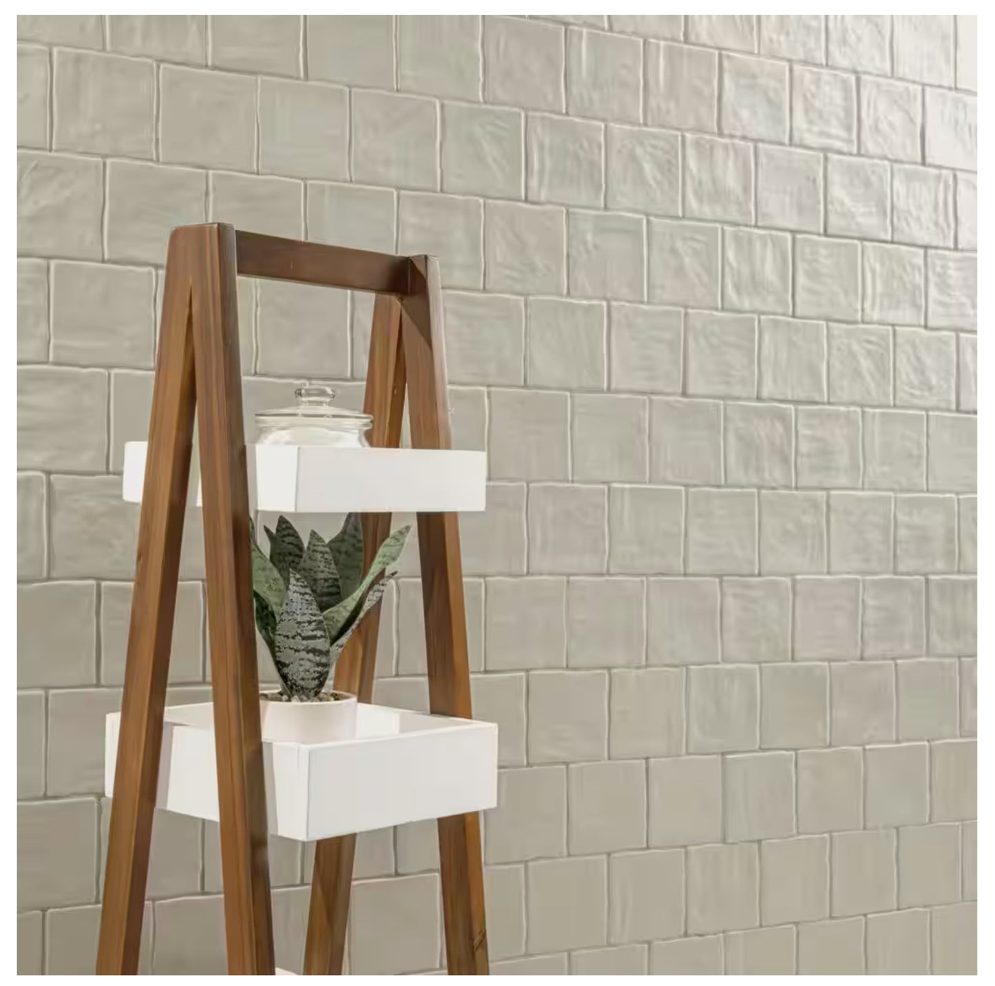Zelyge Aloe Zest 4” x 4” Satin Ceramic Zellige Look Wall Tile