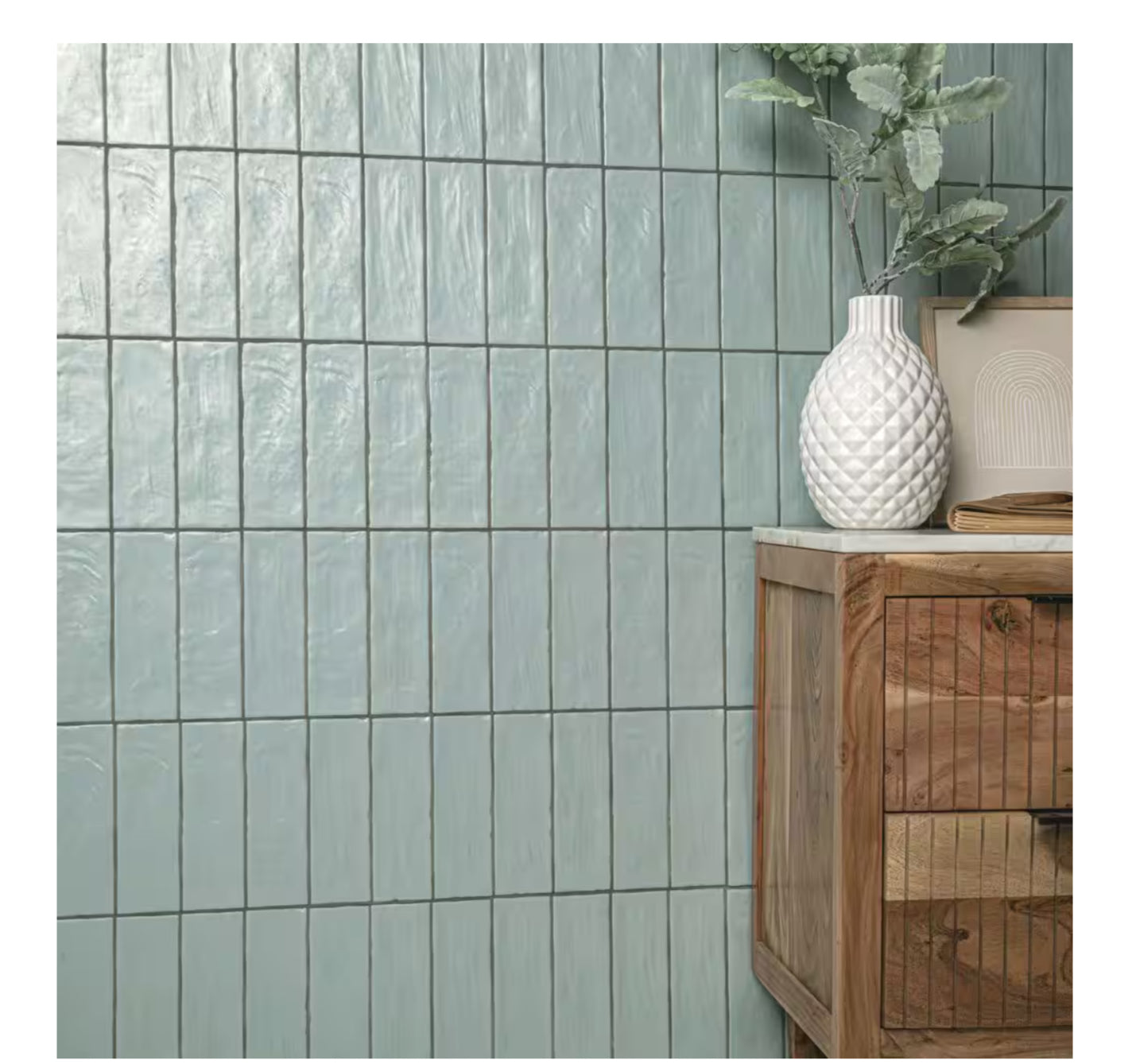 Zelyge Sky Zest Subway 2.5 in. x 8 in. Satin Ceramic Zellige Look Wall Tile