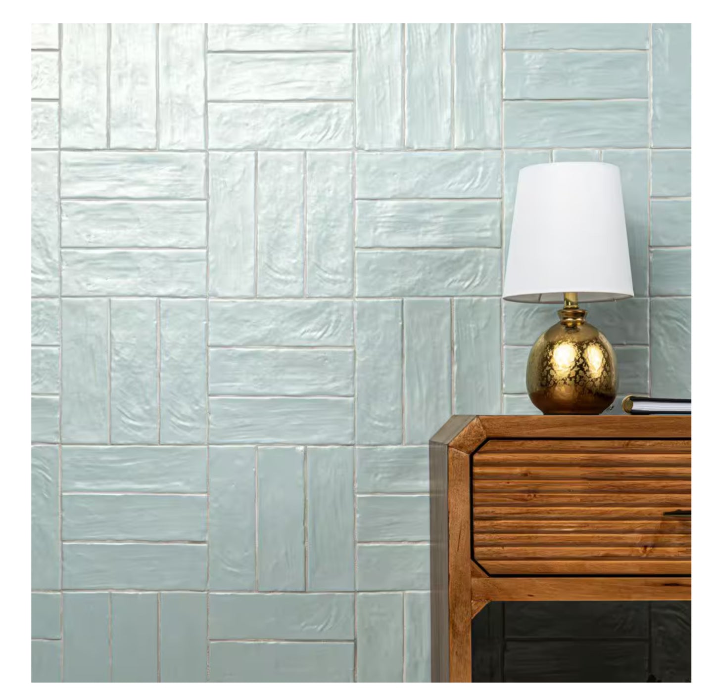 Zelyge Sky Zest Subway 2.5 in. x 8 in. Satin Ceramic Zellige Look Wall Tile