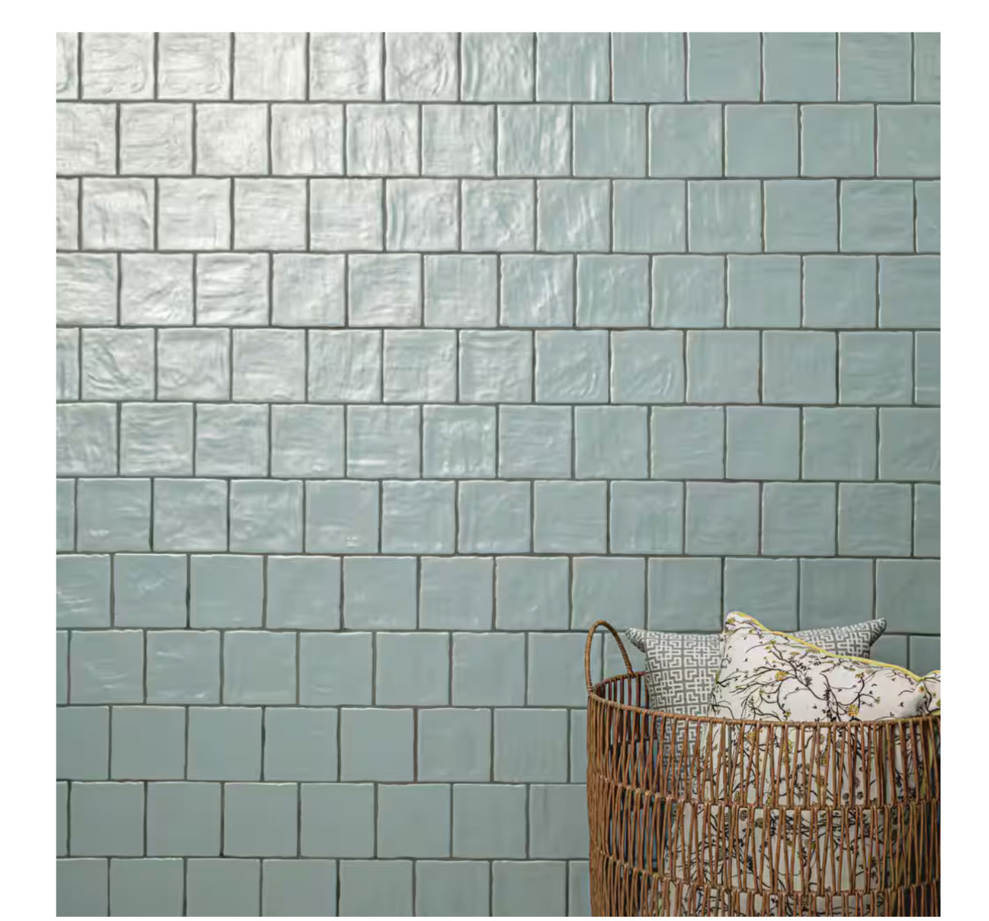 Zelyge Sky Zest 4” x 4” Satin Ceramic Zellige Look Wall Tile