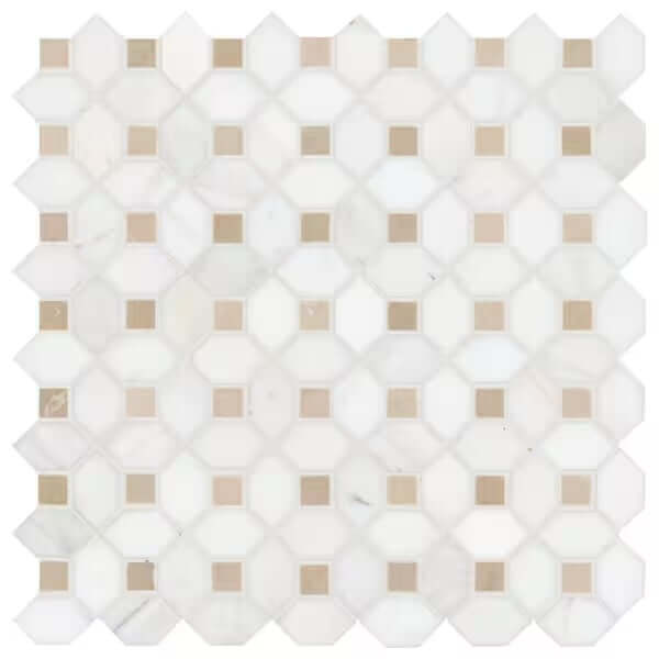 MSI Bianco Dolomite Crema Dotty Polished Marble Mosaic