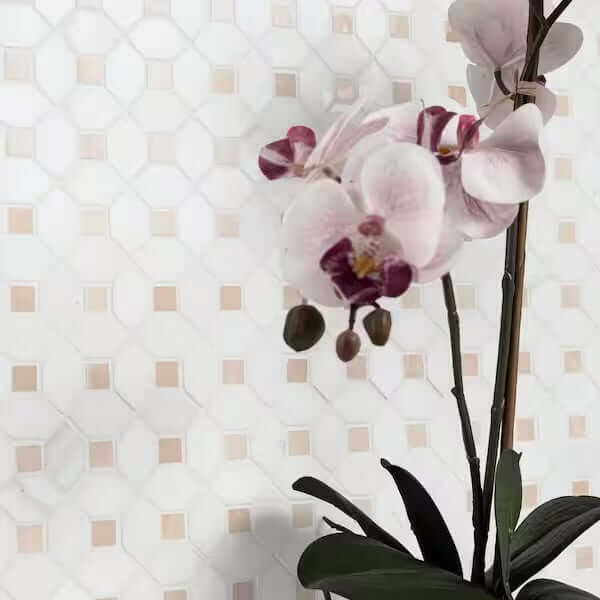 MSI Bianco Dolomite Crema Dotty Polished Marble Mosaic