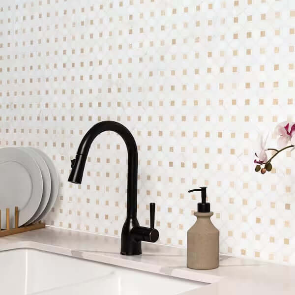 MSI Bianco Dolomite Crema Dotty Polished Marble Mosaic
