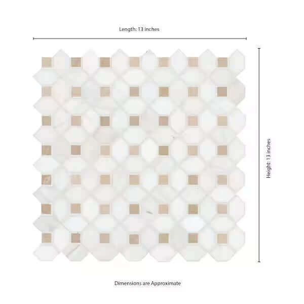 MSI Bianco Dolomite Crema Dotty Polished Marble Mosaic