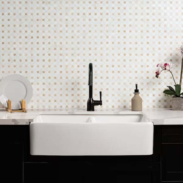 MSI Bianco Dolomite Crema Dotty Polished Marble Mosaic