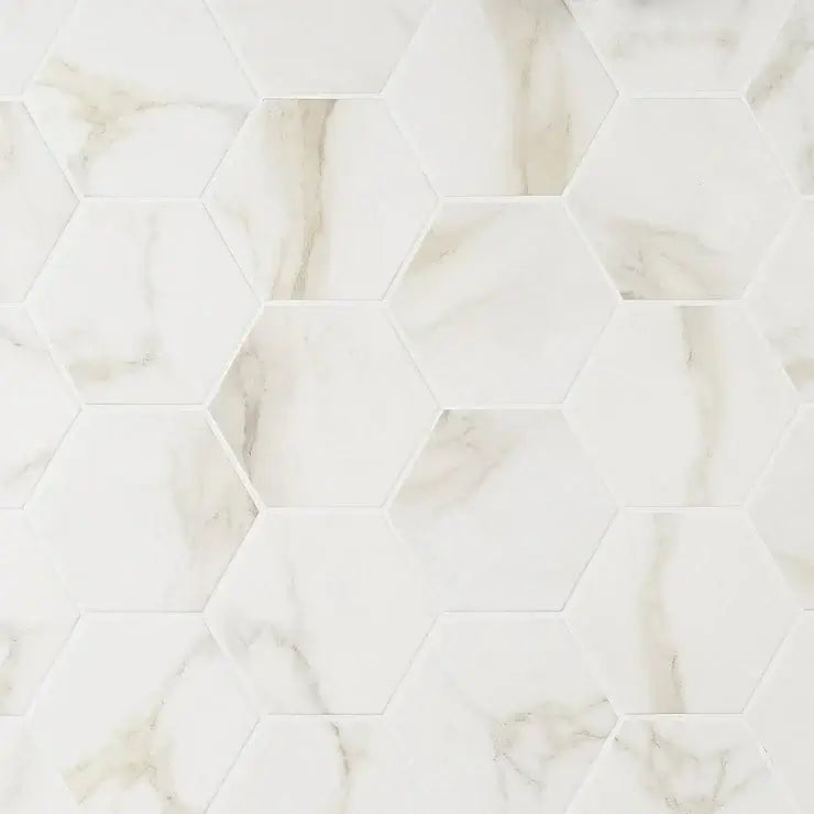 Amalfi Calacatta 6” Hexagon Porcelain Tile Glossy / Matte - Hey Tiles