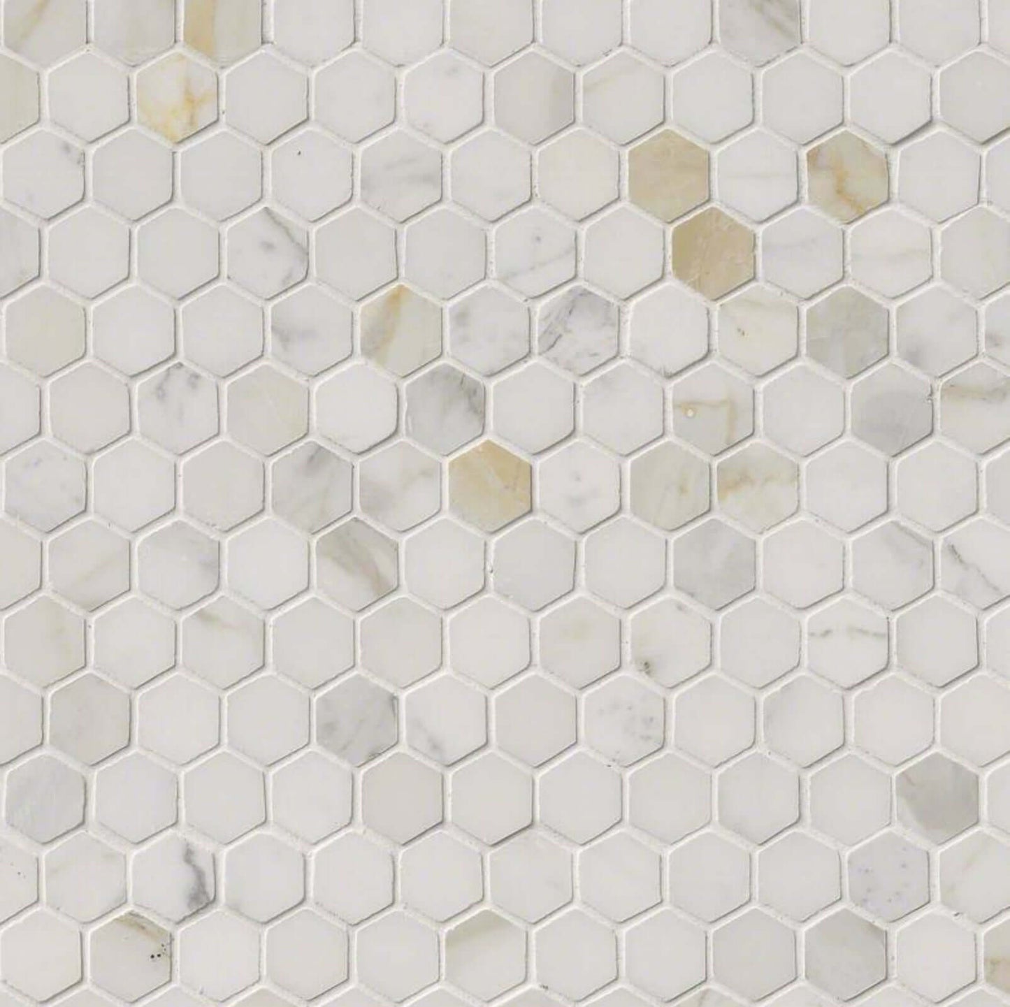 Calacatta Gold 1” Hexagon Polished Mosaic Tile - Hey Tiles