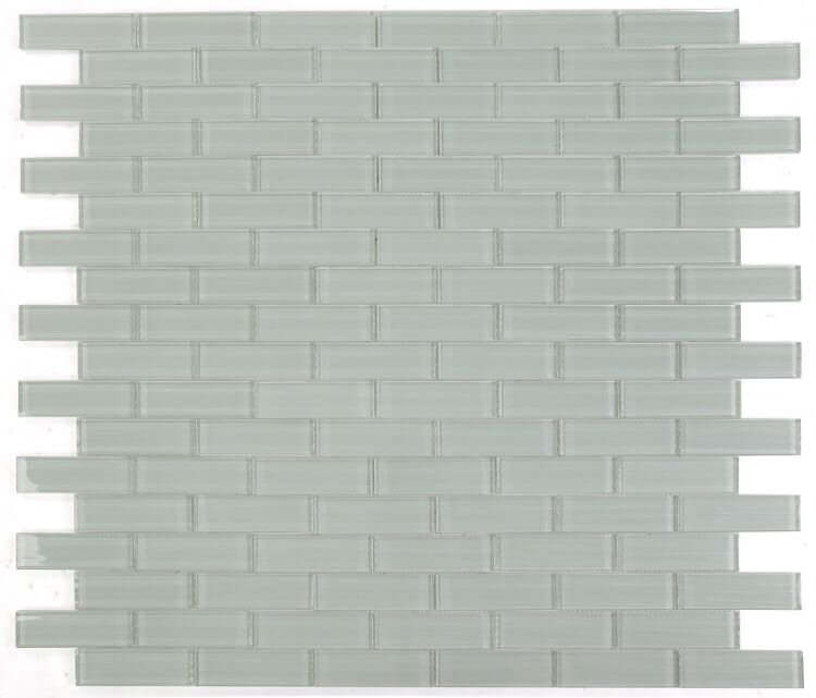 Casale Silver Grey 11.75x11.75 textured subway glass tile in glossy finish, ideal for modern decor.