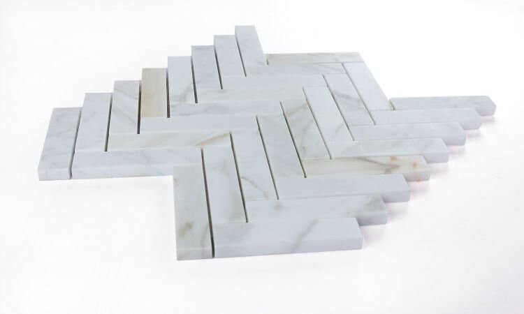 Herringbone Calacatta Gold Polished 11.25 x 11.25 - Hey Tiles