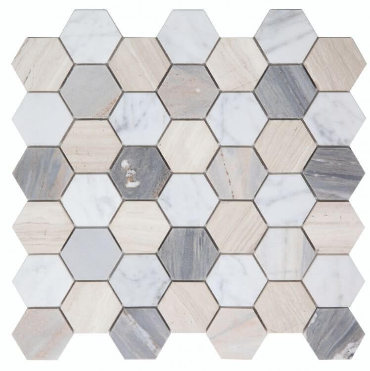 Hexagon Blue 2 x 2 11.75 x 12 - Hey Tiles
