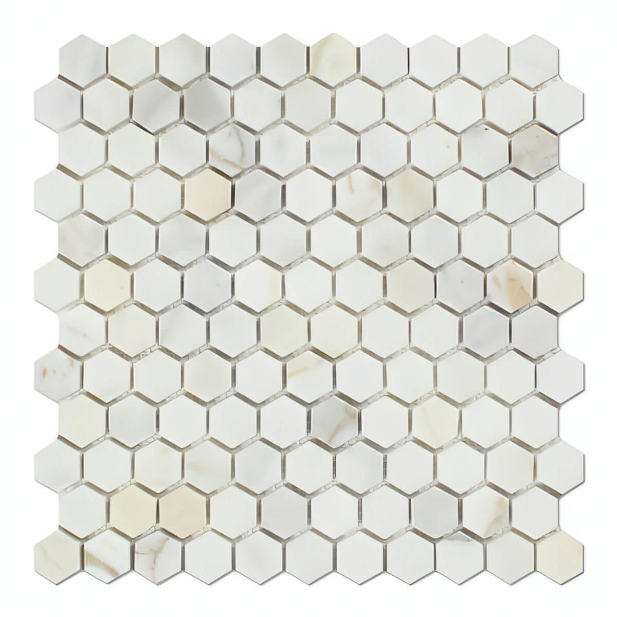 1" Calacatta Gold Marble Hexagon Mosaic Italian Marble - Hey Tiles