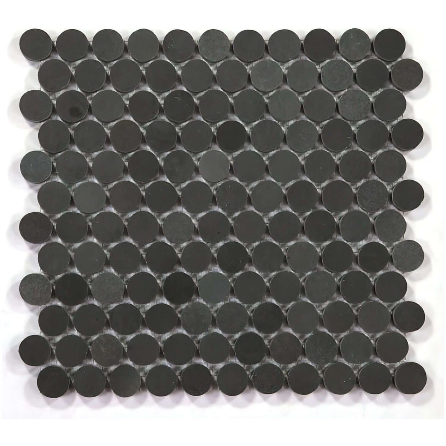 11 x 11.75 Black Basalt Penny Round - Hey Tiles