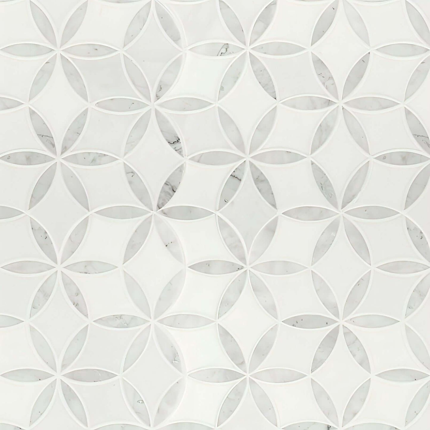 MSI Thassos White + Carrara White Daisy Mosaic - La Fleur Polished Mosaic - Hey Tiles