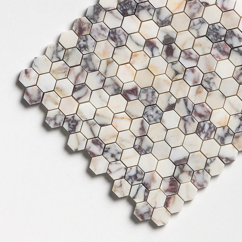 1” Calacatta Viola Hexagon Marble Tile - Hey Tiles