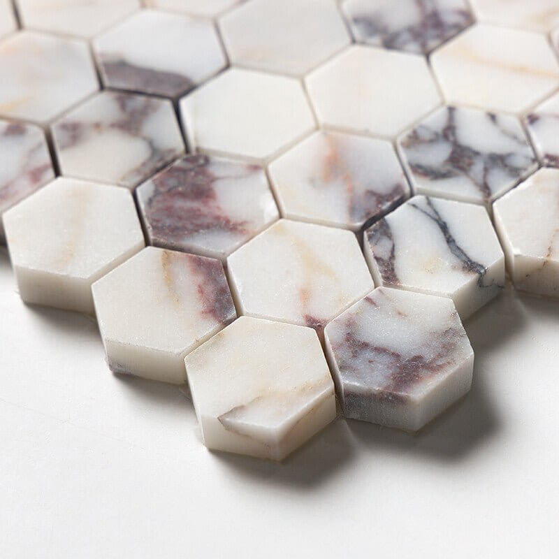1” Calacatta Viola Hexagon Marble Tile - Hey Tiles