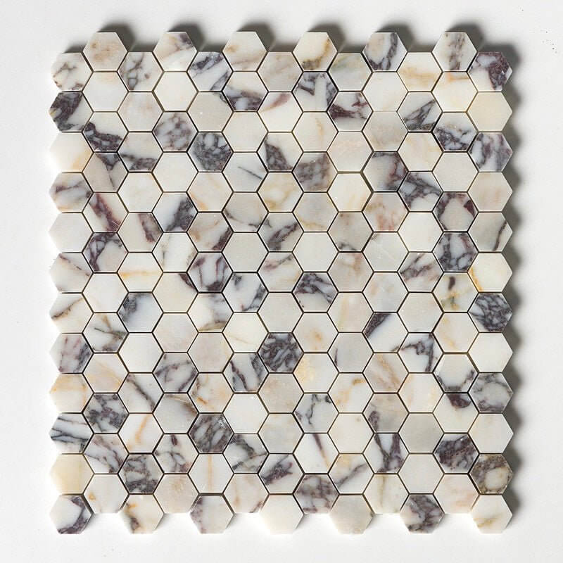 1” Calacatta Viola Hexagon Marble Tile - Hey Tiles