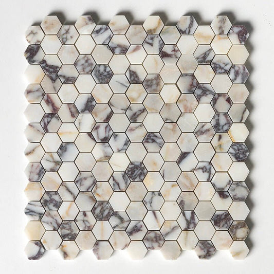 1” Calacatta Viola Hexagon Marble Tile - Hey Tiles