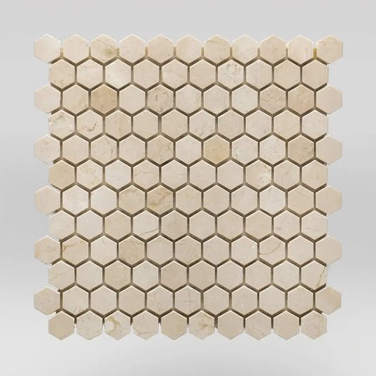 1” Crema Marfil Hexagon Spanish Marble - Hey Tiles