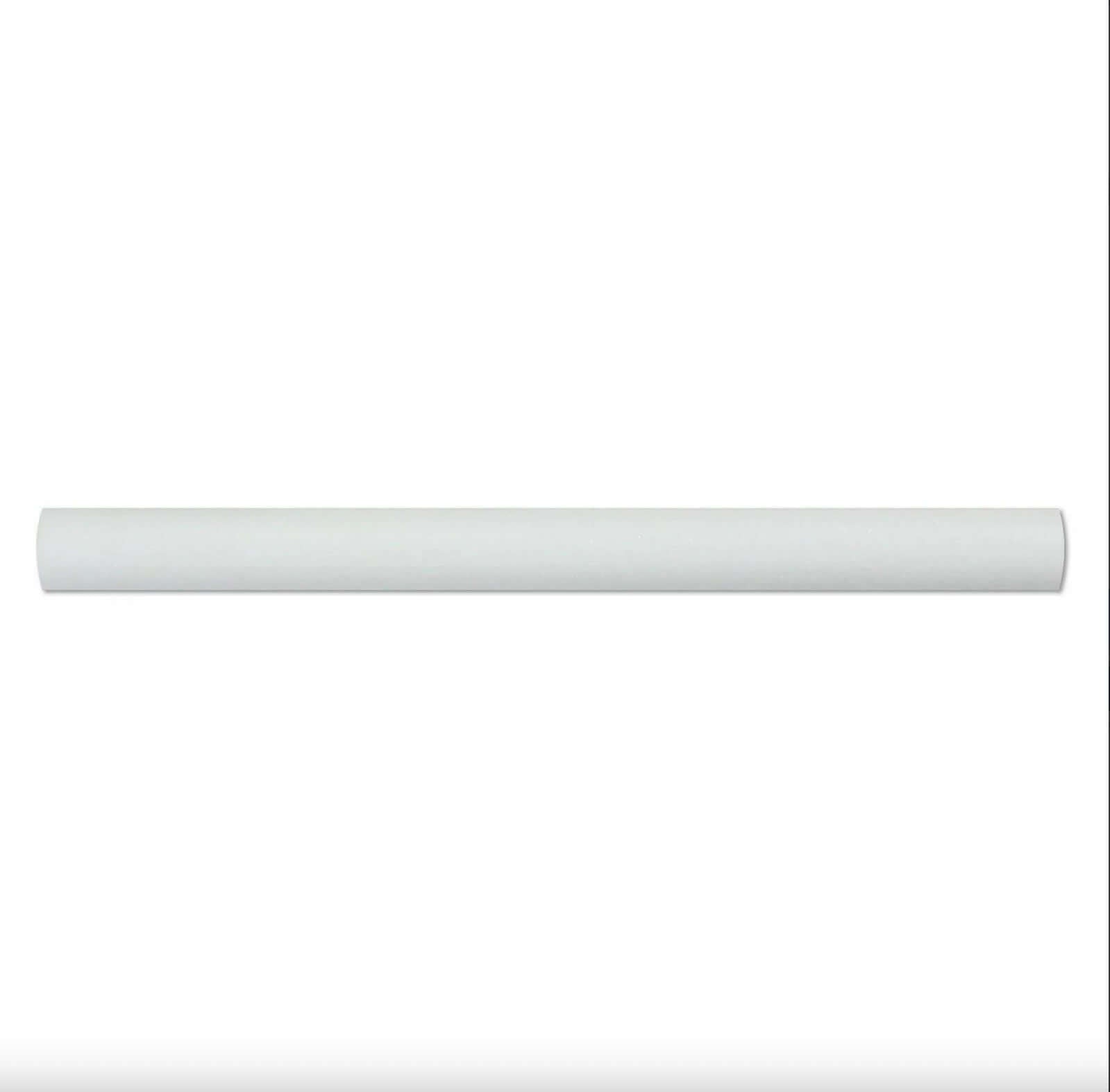 1 X 12 X 3/8 Thassos White Marble Polished Quarter - Round Trim Molding - Hey Tiles