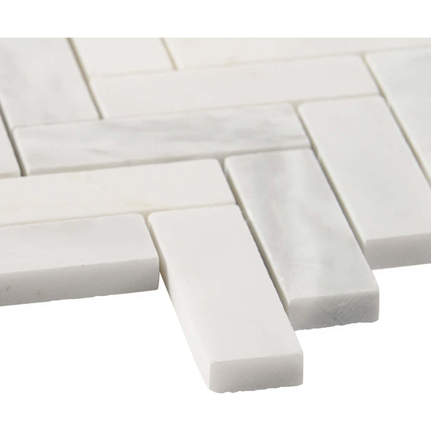 1x3 Oriental White Herringbone Mosaic Tile - Hey Tiles
