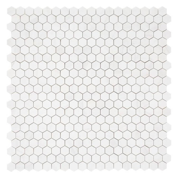 2” Bianco Dolomite Hexagon Mosaic - Hey Tiles