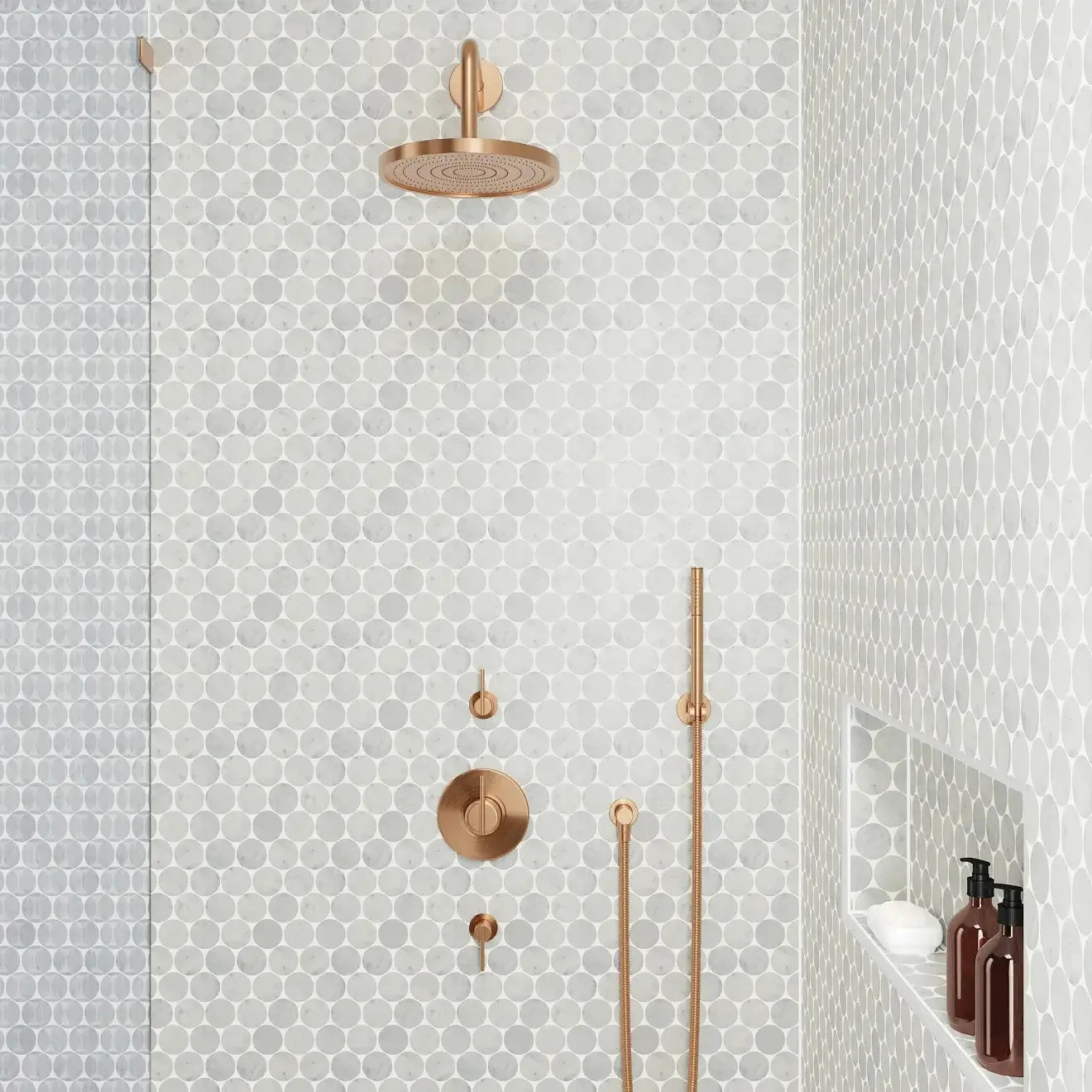 2” Carrara White Honed Penny Round Mosaic Tile - Hey Tiles