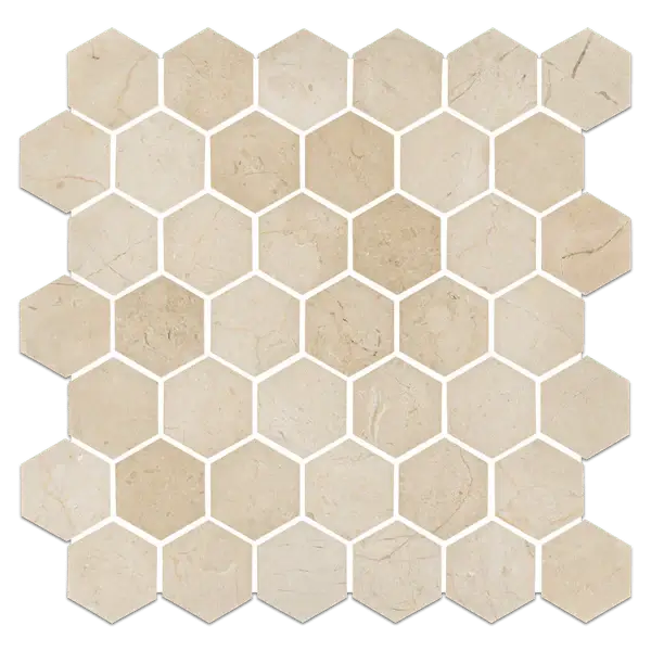 2” Crema Marfil Hexagon Spanish Marble - Hey Tiles