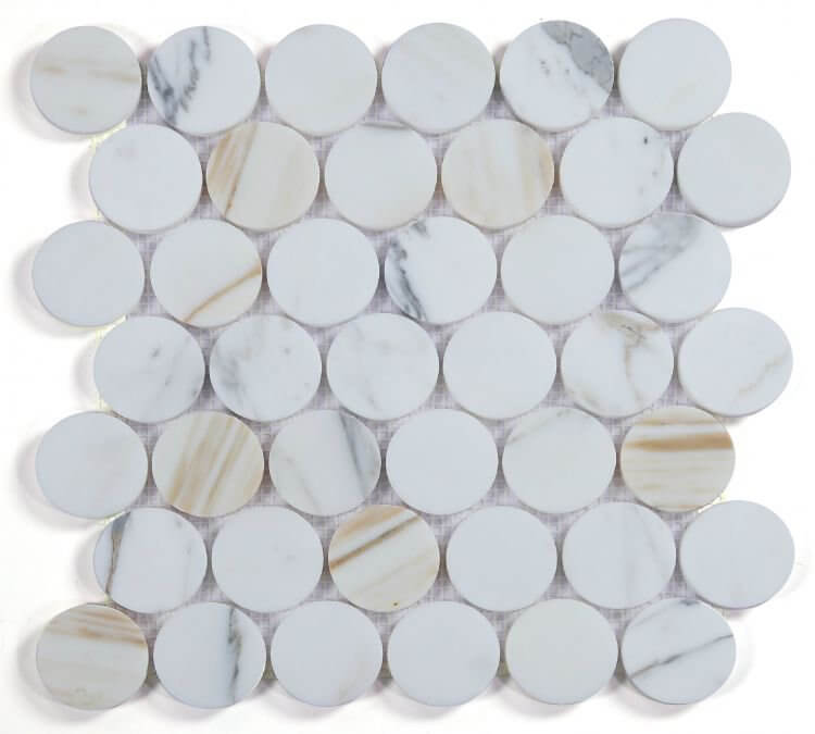 2” Penny Marble Large Calacatta Honed 11.75 x 12 - Hey Tiles
