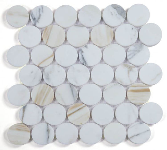 2” Penny Marble Large Calacatta Honed 11.75 x 12 - Hey Tiles