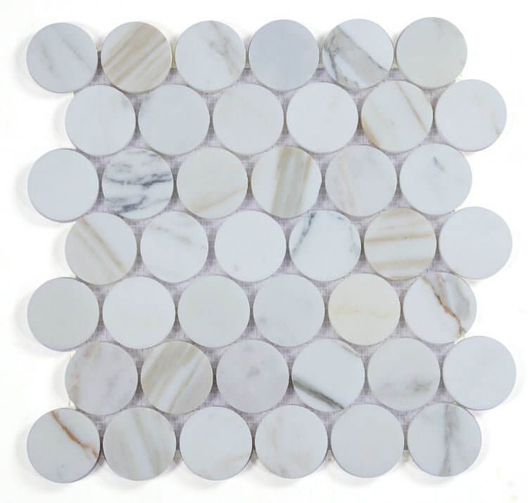 2” Penny Marble Large Calacatta Polished 11.75 x 12 - Hey Tiles