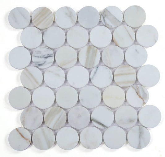 2” Penny Marble Large Calacatta Polished 11.75 x 12 - Hey Tiles