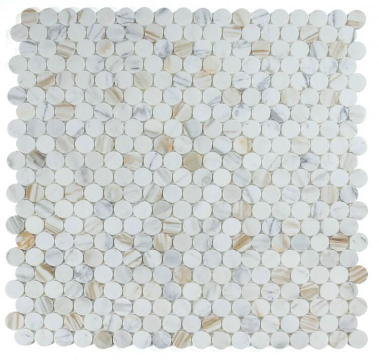 2” Penny Marble Large Calacatta Polished 11.75 x 12 - Hey Tiles