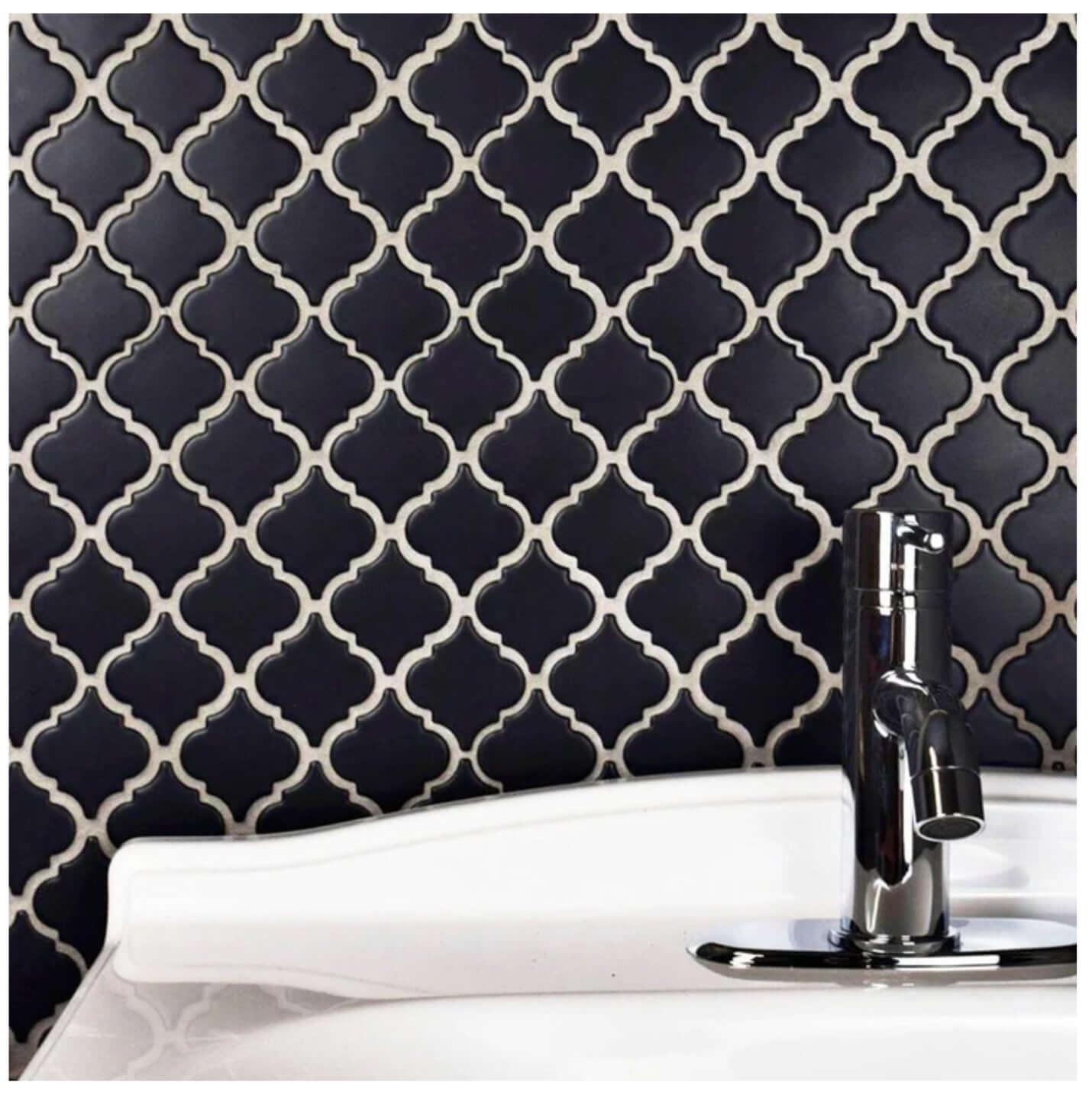2" x 2" - Fujiwa Matte Black Lantern Porcelain Tile, Pool Rated - Hey Tiles