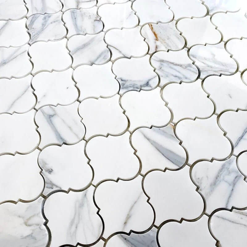 3" Calacatta Gold Arabesque / Lantern Mosaic - Hey Tiles