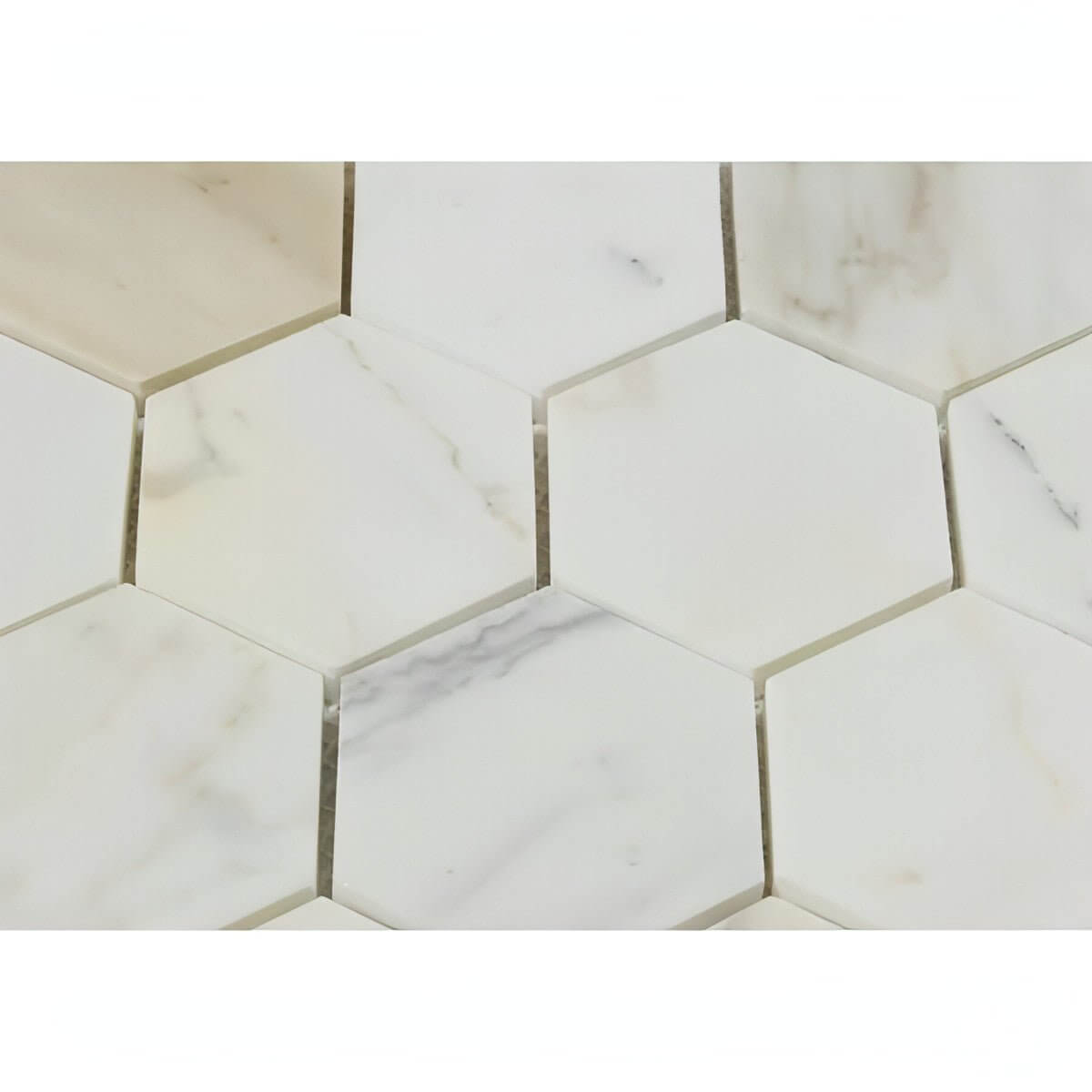 3" Calacatta Gold Marble Polished Hexagon Mosaic Tile POLISHED / HONED - Hey Tiles