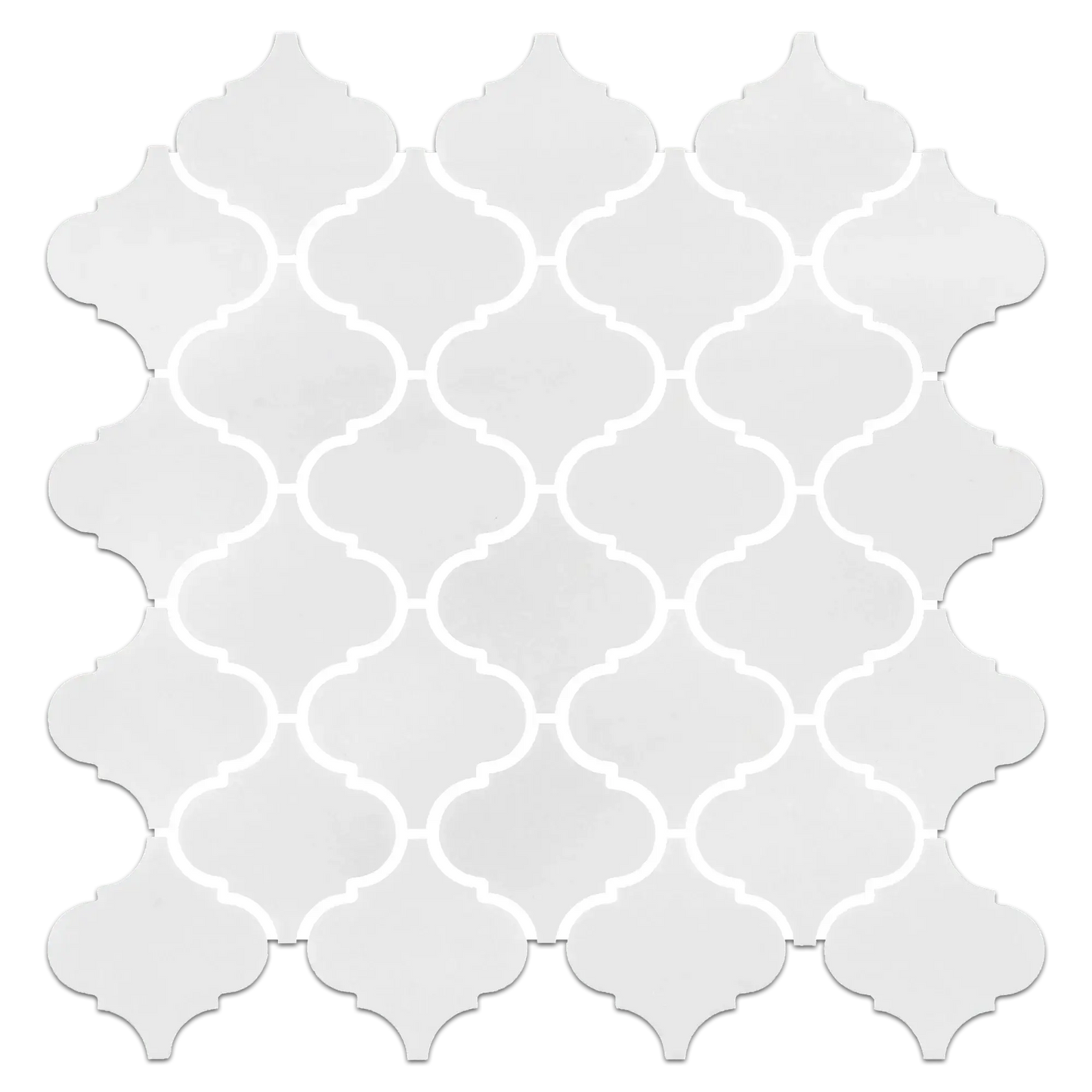 3” Thassos White Arabesque Mosaic, Greek Marble 12X12 - Hey Tiles