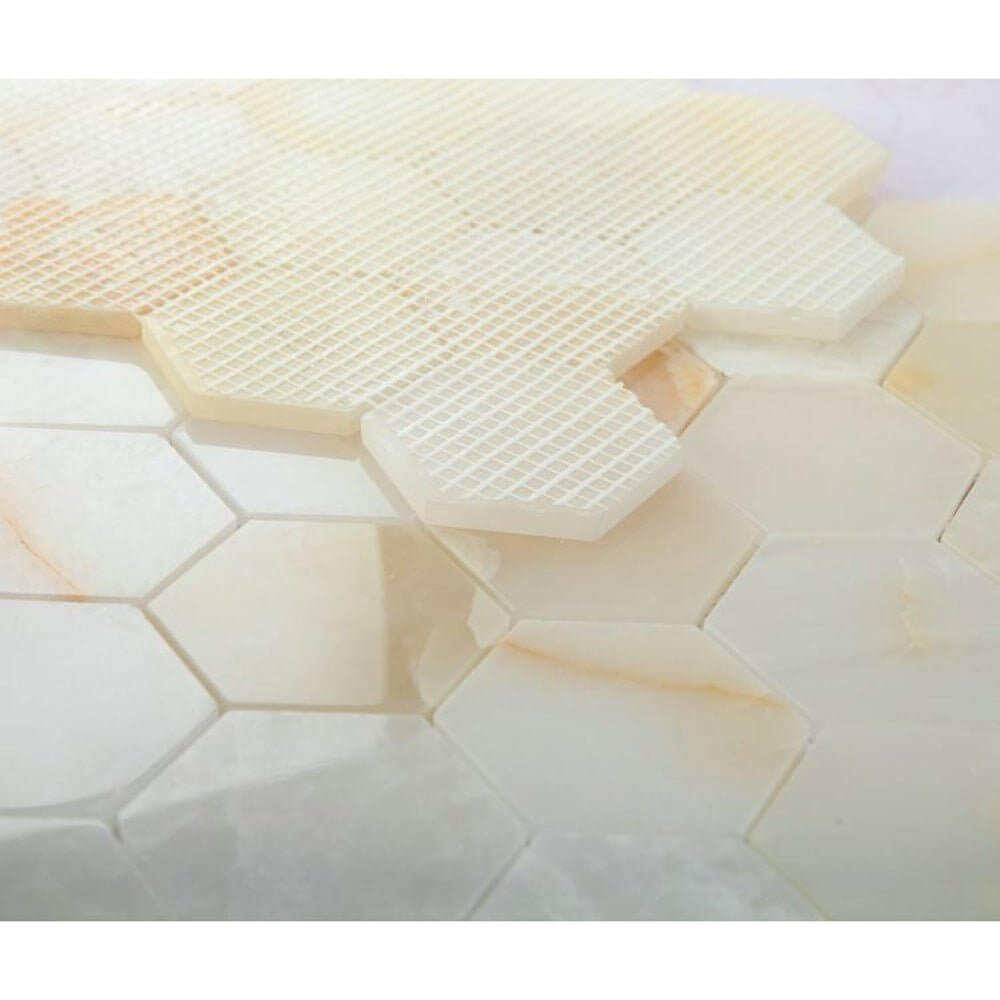 3” Vanilla Onyx Hexagon Polished - Hey Tiles