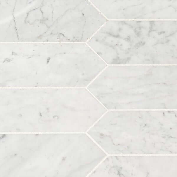3x12 Carrara White Picket Honed Mosaic Tile - Hey Tiles