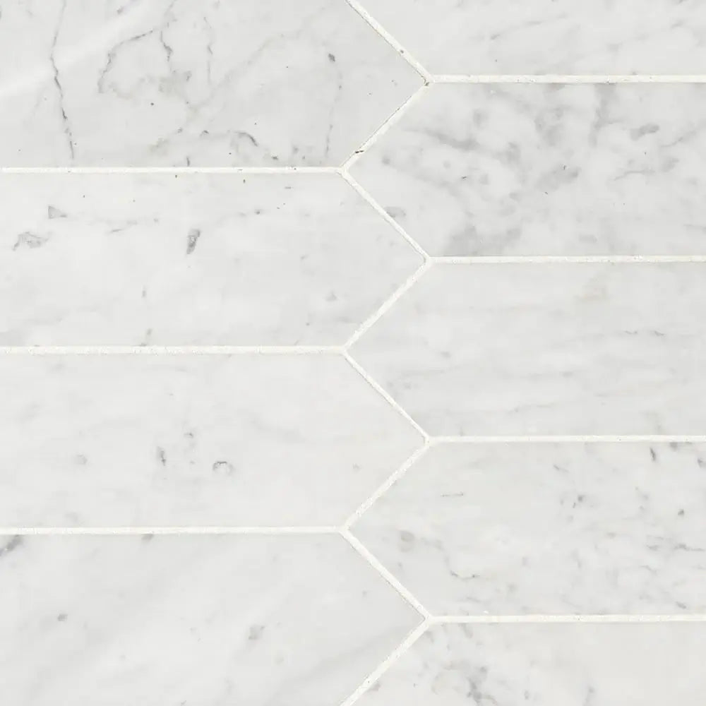 3x12 Carrara White Picket Honed Mosaic Tile - Hey Tiles
