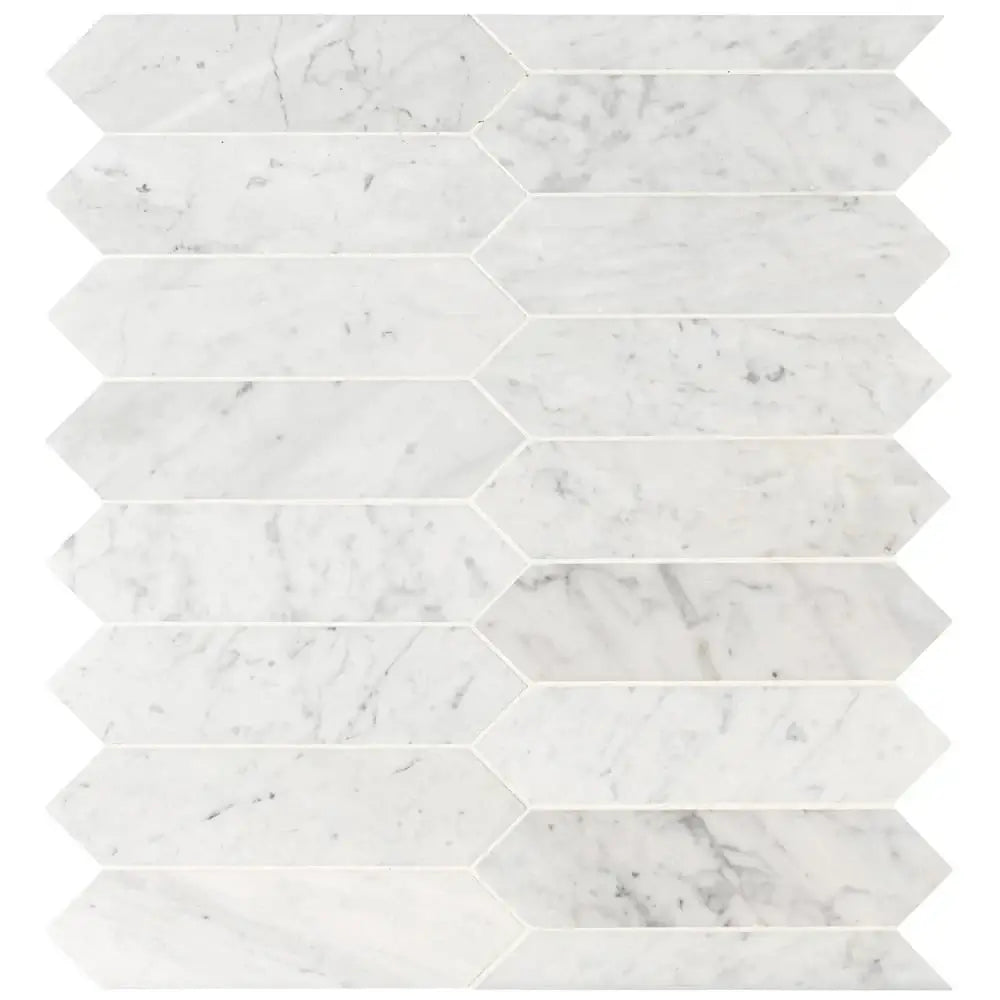 3x12 Carrara White Picket Honed Mosaic Tile - Hey Tiles