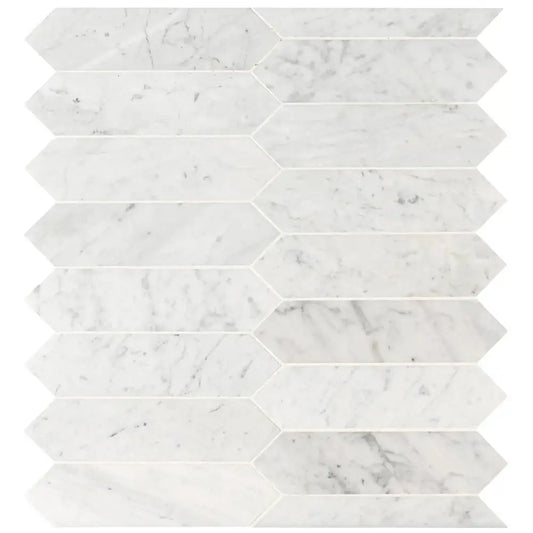 3x12 Carrara White Picket Honed Mosaic Tile - Hey Tiles