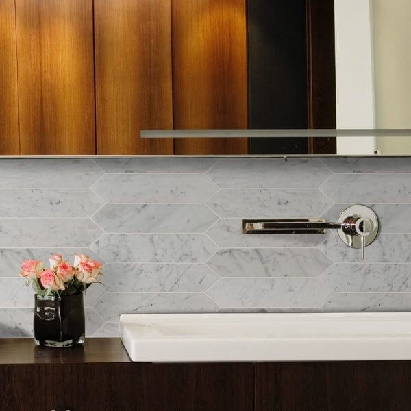 3x12 Carrara White Picket Honed Mosaic Tile - Hey Tiles