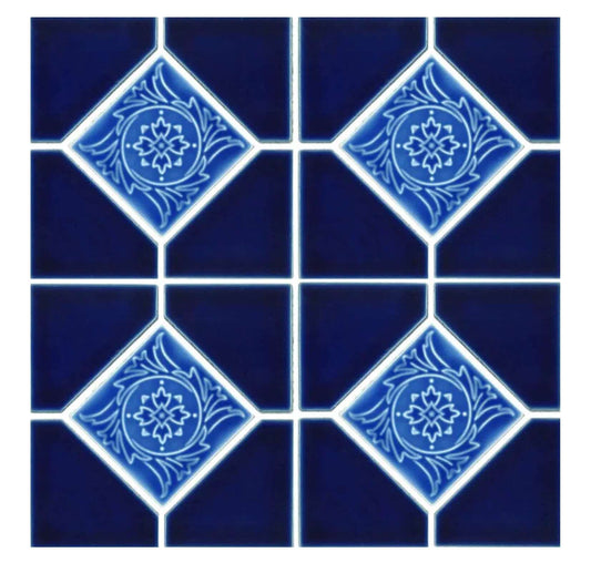 6x6 Cobalt Blue Fujiwa Tile Ambon Deco Series - Hey Tiles