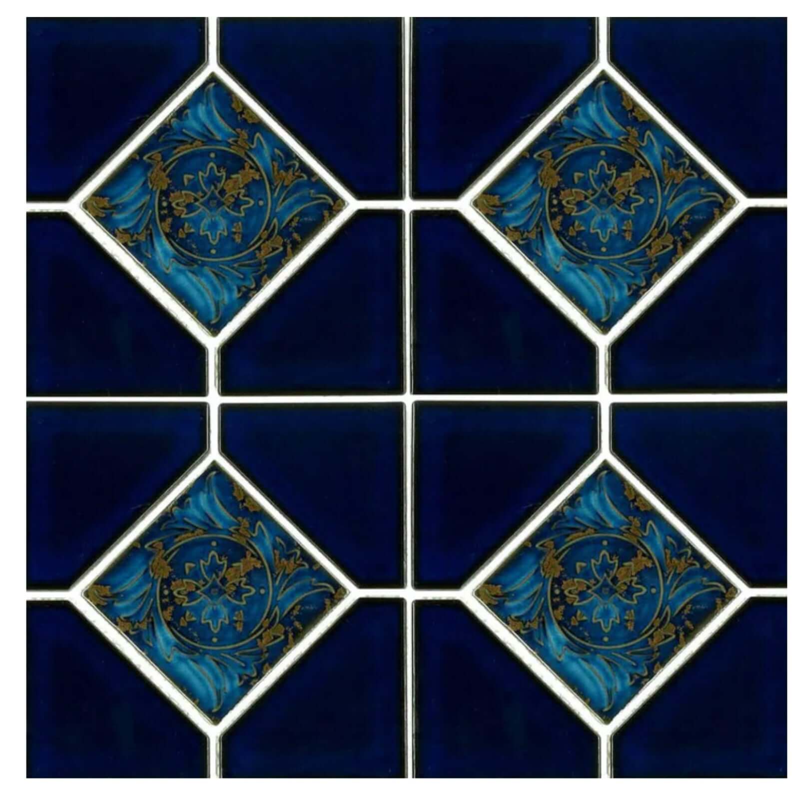 6x6 Royal Blue Fujiwa Tile Ambon Deco Series - Hey Tiles