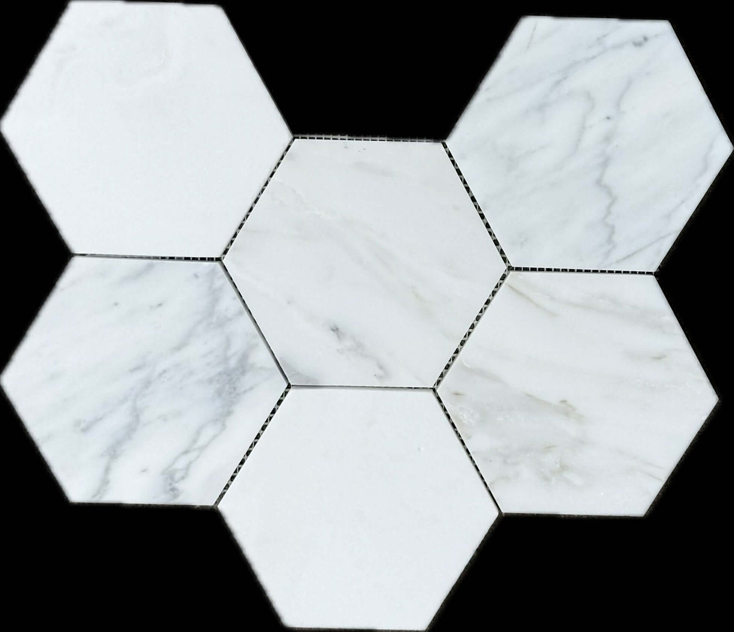 5” Tuscan Calacatta Oro Hexagon Mosaic Tile
